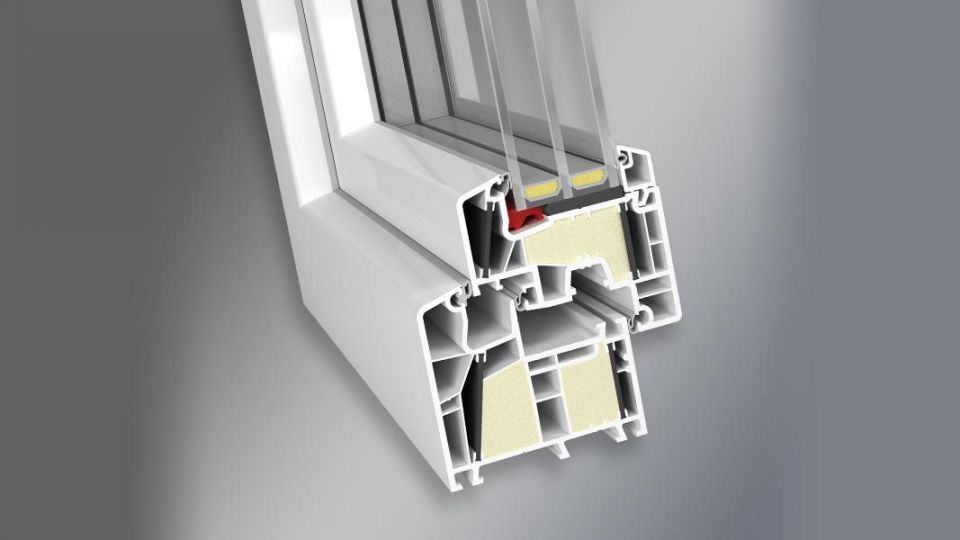 Aluplast energeto 8000 Foam Inside system profili PVC - okno przekrój