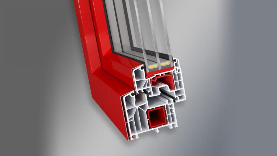 Aluplast IDEAL 8000 system profili PVC - okno z nakładką aluminiową przekrój