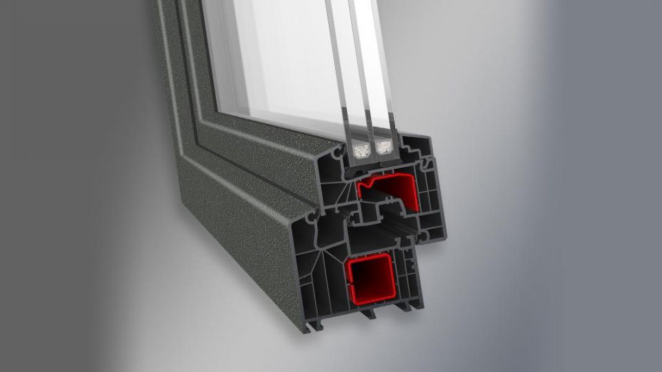 Aluplast IDEAL 8000 system profili PVC - okno przekrój