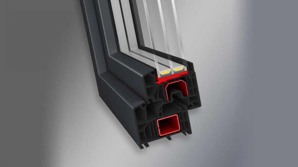 Aluplast Intertec 85 mm system profili PVC - okno przekrój