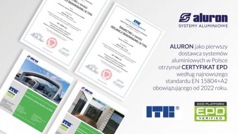 Aluron uzyskał certyfikat EPD typu III dla systemów fasadowych i okienno-drzwiowych!