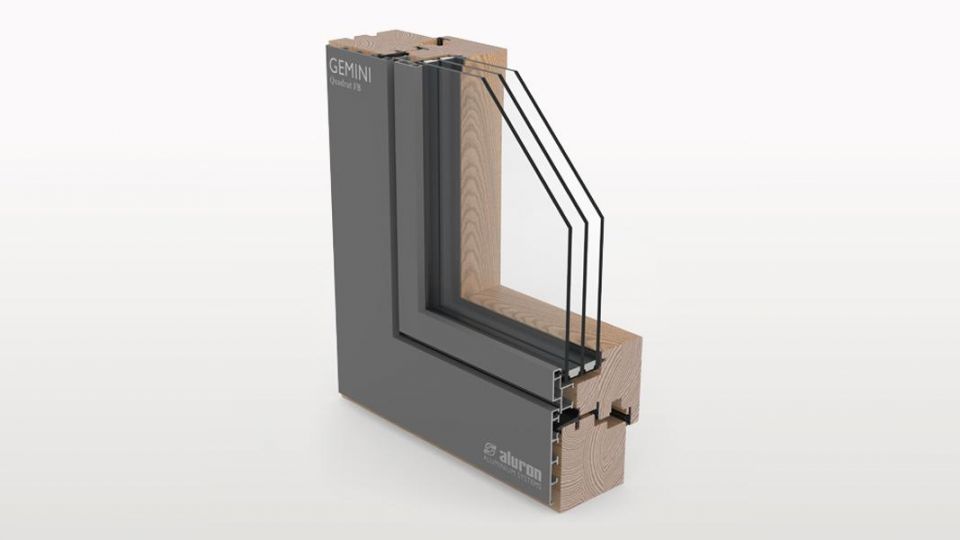 Aluron Gemini Quadrat FB okno drewniano-aluminiowe