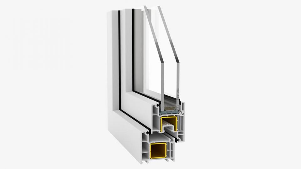 Decco 62 system profili okiennych PVC - okno przekrój