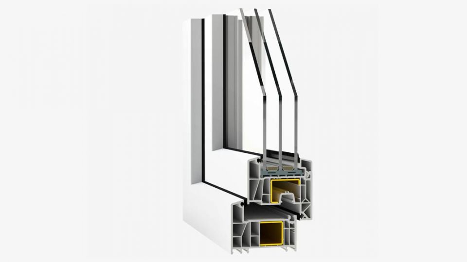 Decco 82 system profili okiennych PVC - okno przekrój