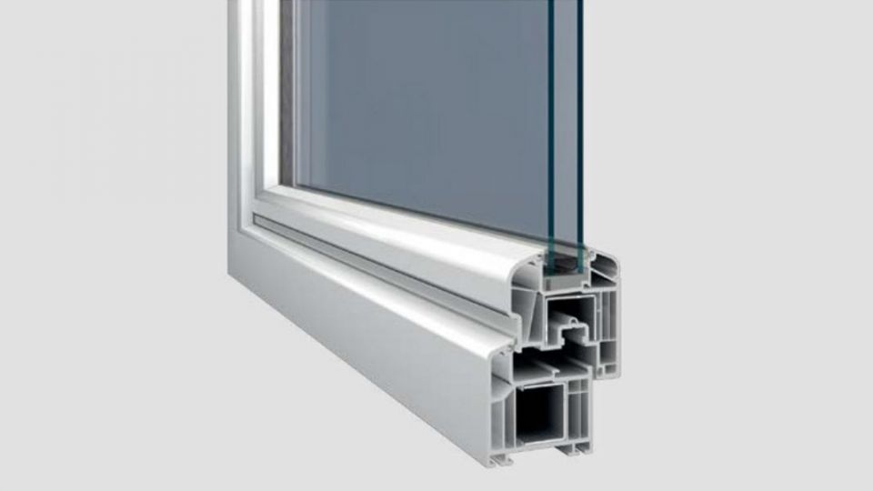 Deceuninck Arcade system profili okiennych PVC - przekrój okna z skrzydłem półzlicowanym