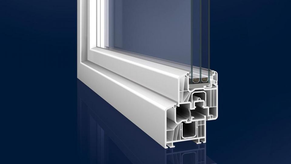 Deceuninck Prestige system profili okiennych PVC - okno przekrój