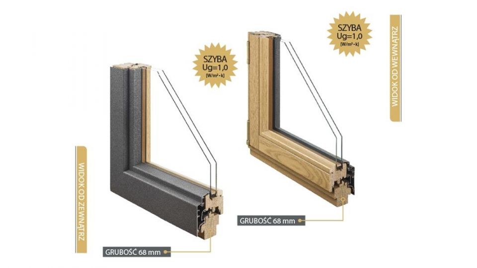 Doorsy System 68 okna drewniane z nakładką aluminiową