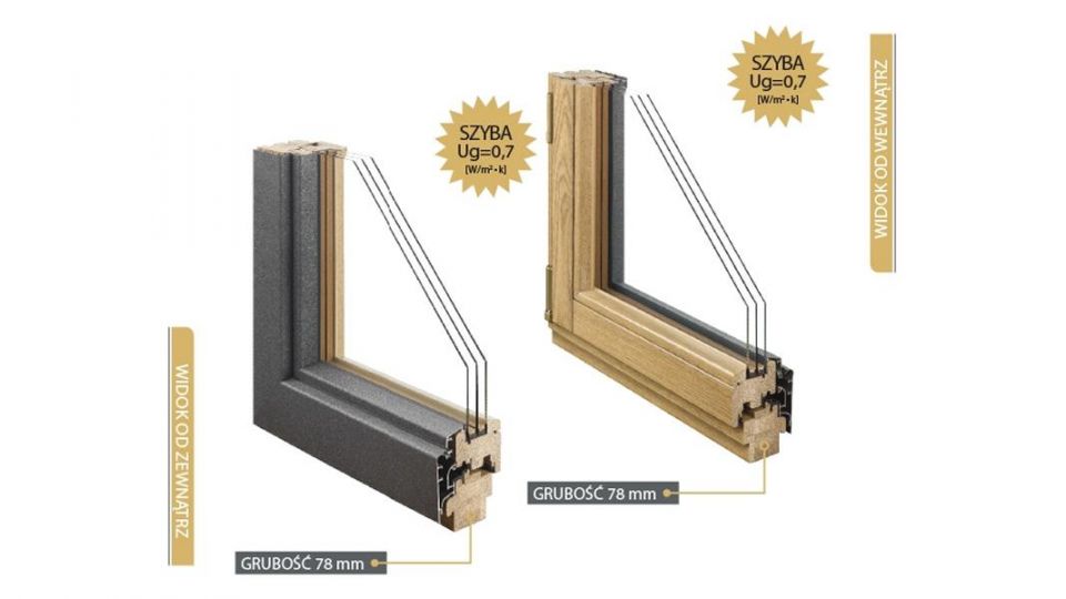 Doorsy System 78 okna drewniane z nakładką aluminiową
