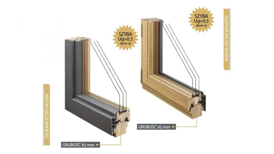 Doorsy System 92 okna drewniane z nakładką aluminiową