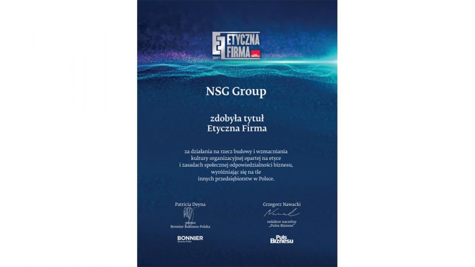 NSG Group - etyczna firma - dyplom