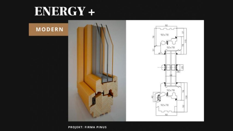 Pinus Energy+ Modern okno drewniane