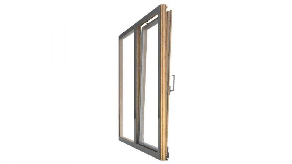 Tarasowe drzwi drewniano-aluminiowe uchylno-przesuwne Urzędowski System MZ Alu / PS Alu